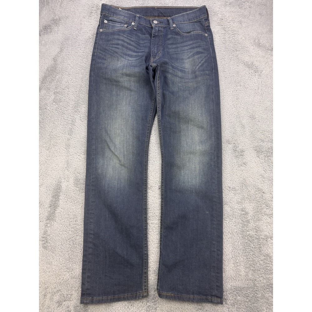Levis 513 Jeans Men 31x30 Blue Slim Straight Stretch Whisker Distress Denim